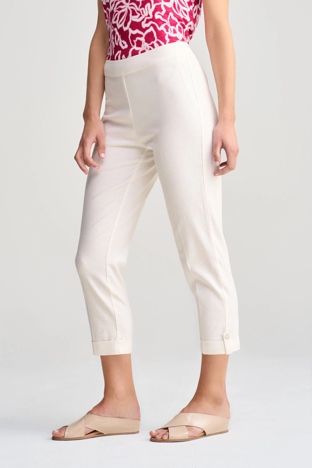7/8 Tapered Pant with Cuff - Cream