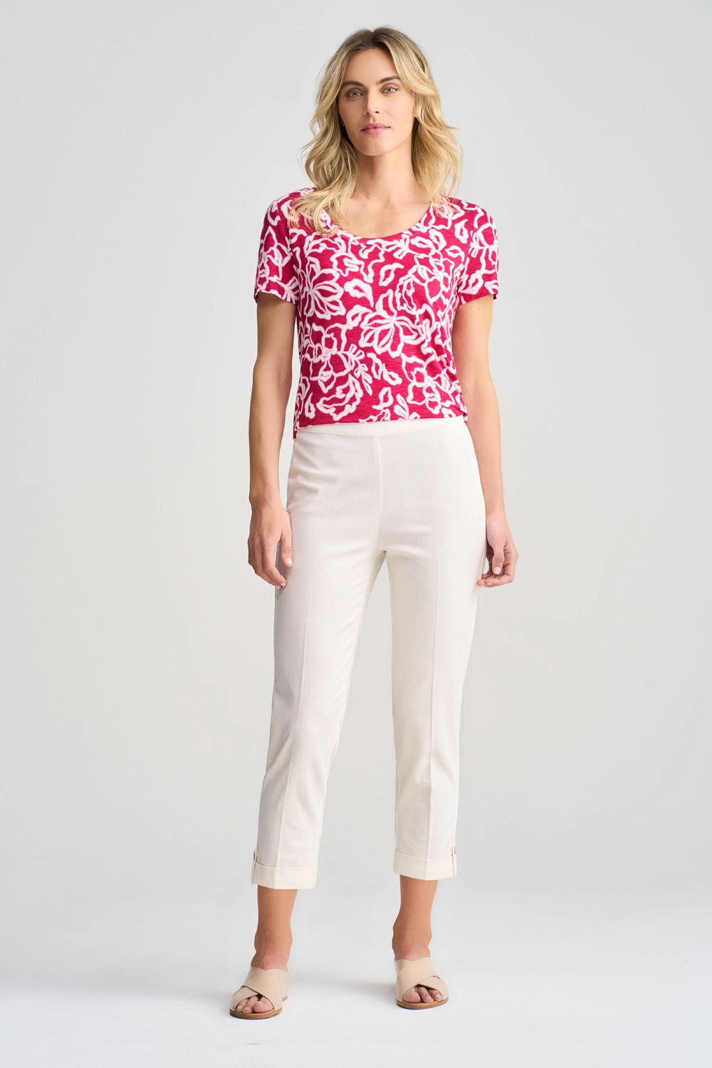 7/8 Tapered Pant with Cuff - Cream
