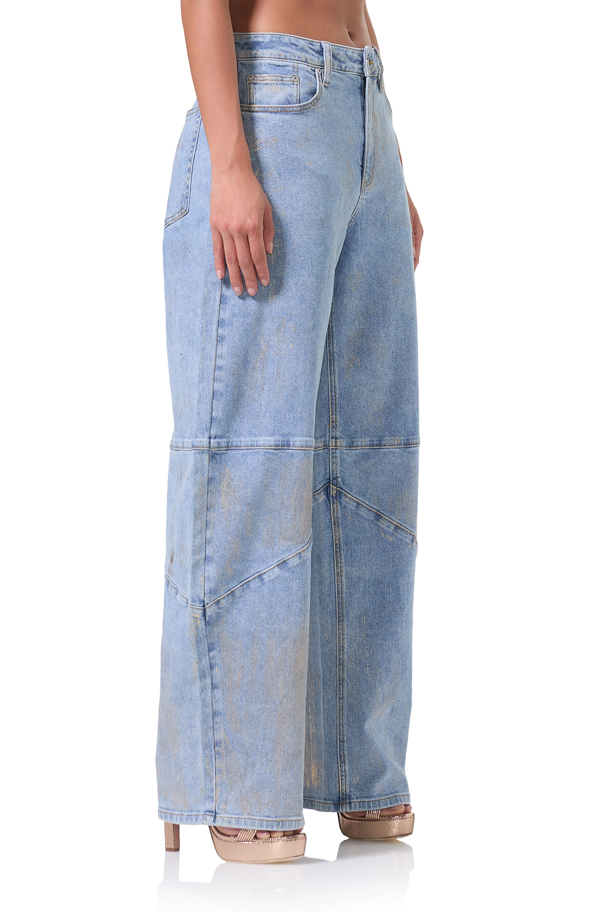 Ajax Barrel Jean - Gold Metallic