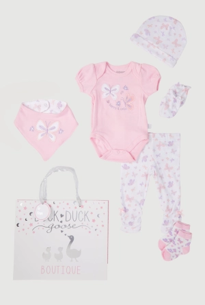 Baby Girls 0-9M Happy and Cute Bodysuit with Ruched Pants and Hat Gift Set