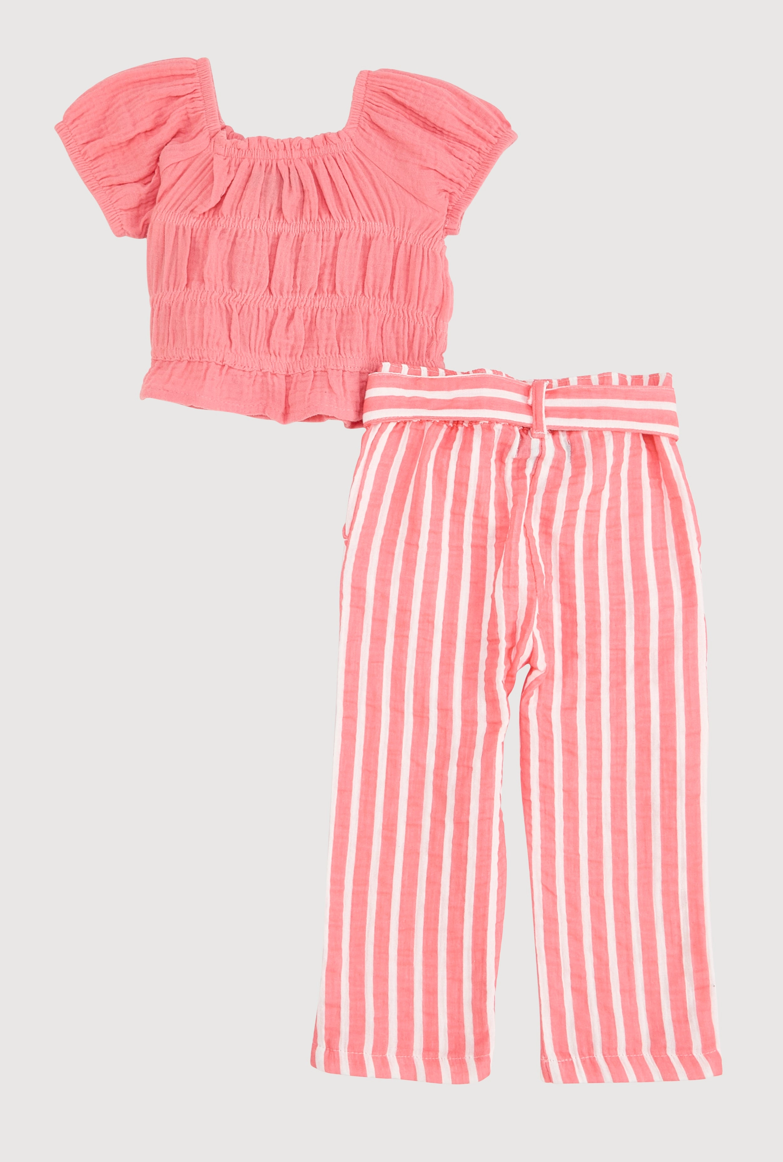 Baby Girls 12-24M Gauze Knit Peplum Top and Striped Pants