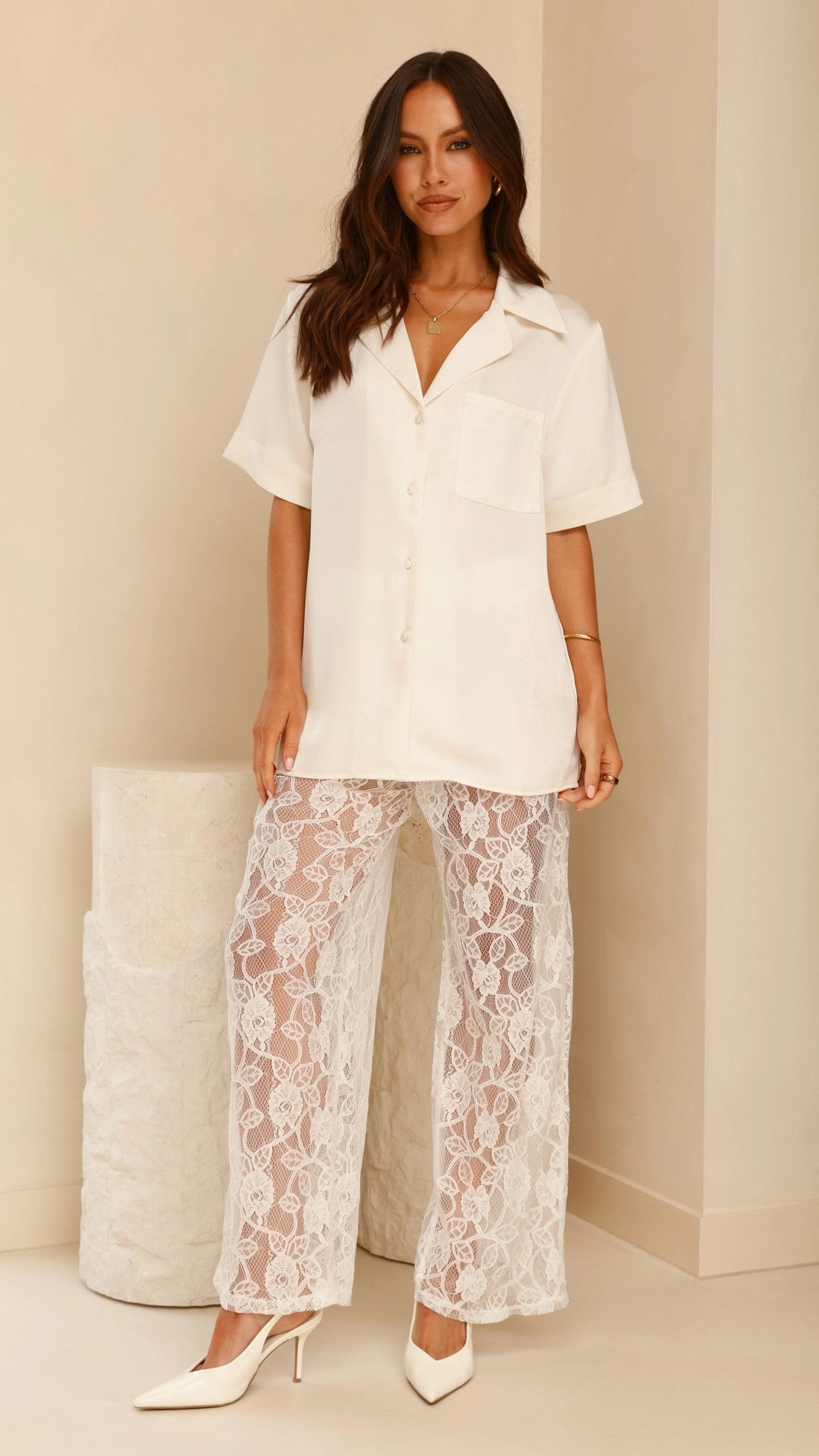 Baxter Pant - White Lace