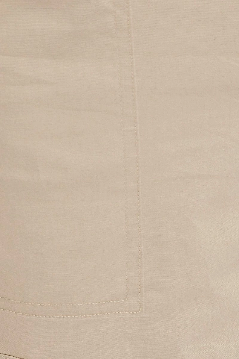 Beige Cargo Pants Mid Rise