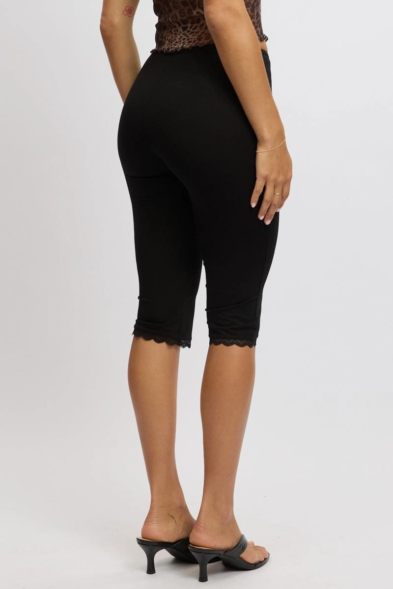 Black Capri Pants Lace Trim