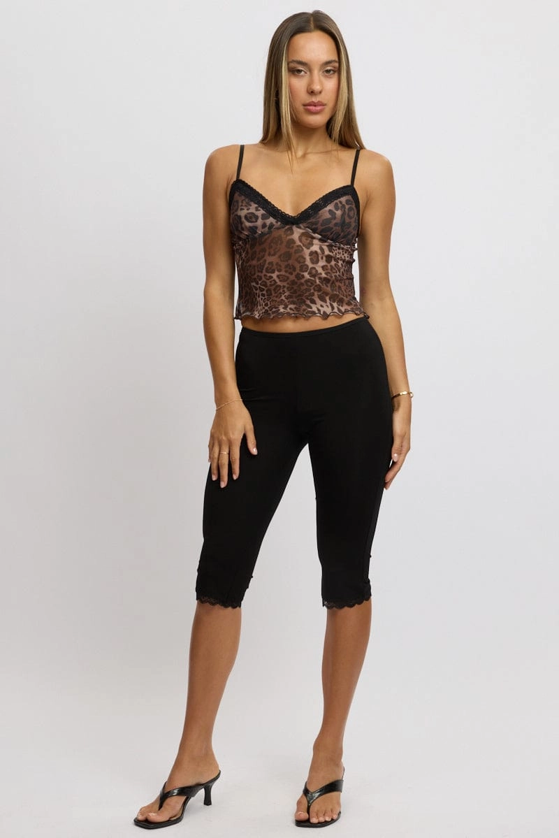 Black Capri Pants Lace Trim