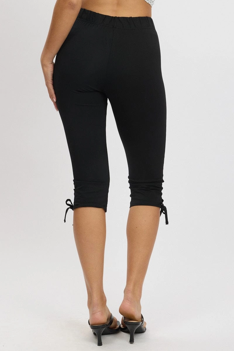 Black Capri Pants Side Ribbon