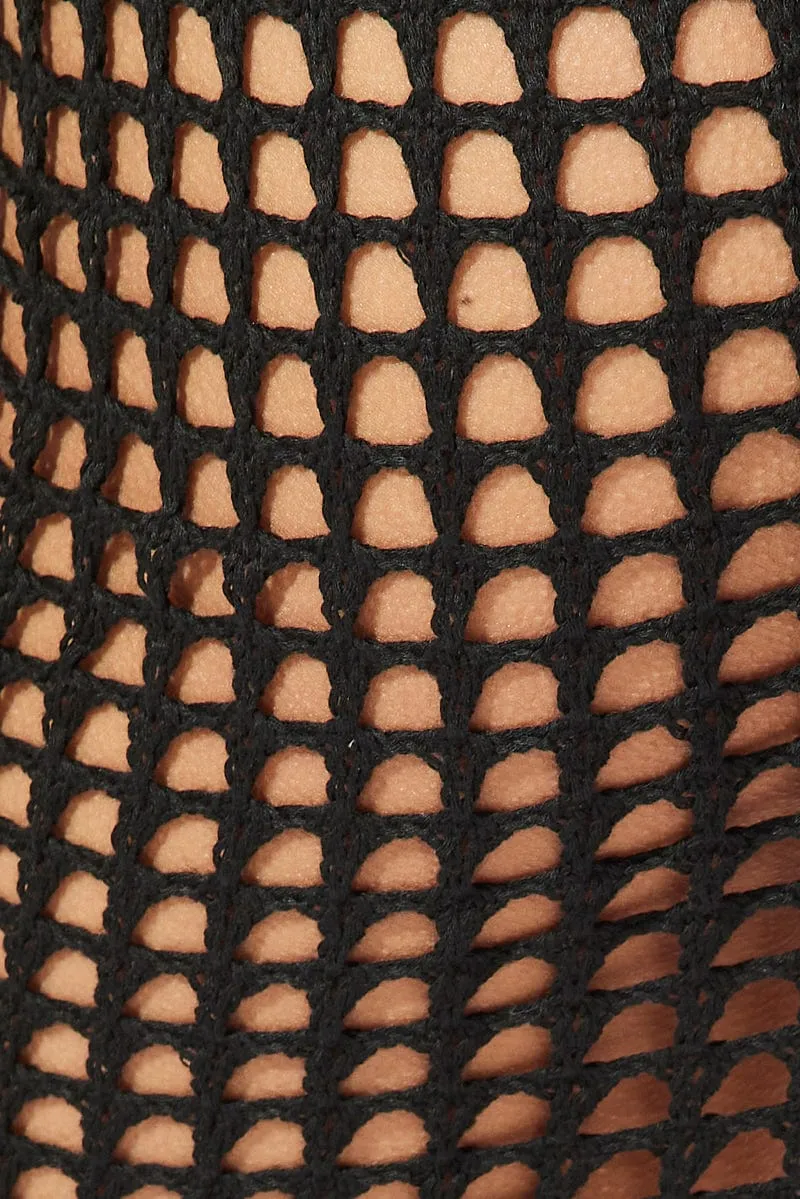 Black Crochet Beach Mini Skirt