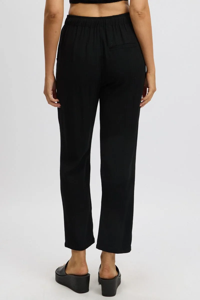 Black Tapered Pants Elasticated Waist