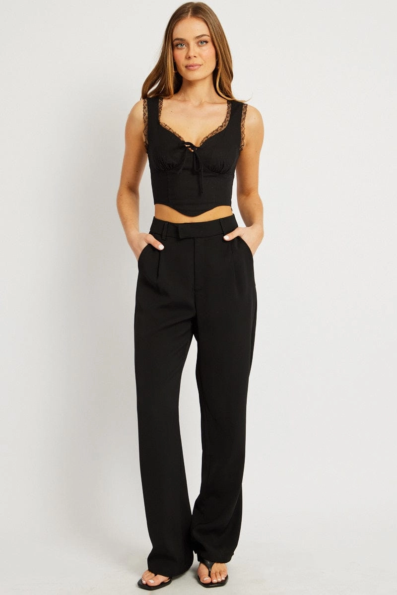 Black Wide Leg Pants Mid Rise