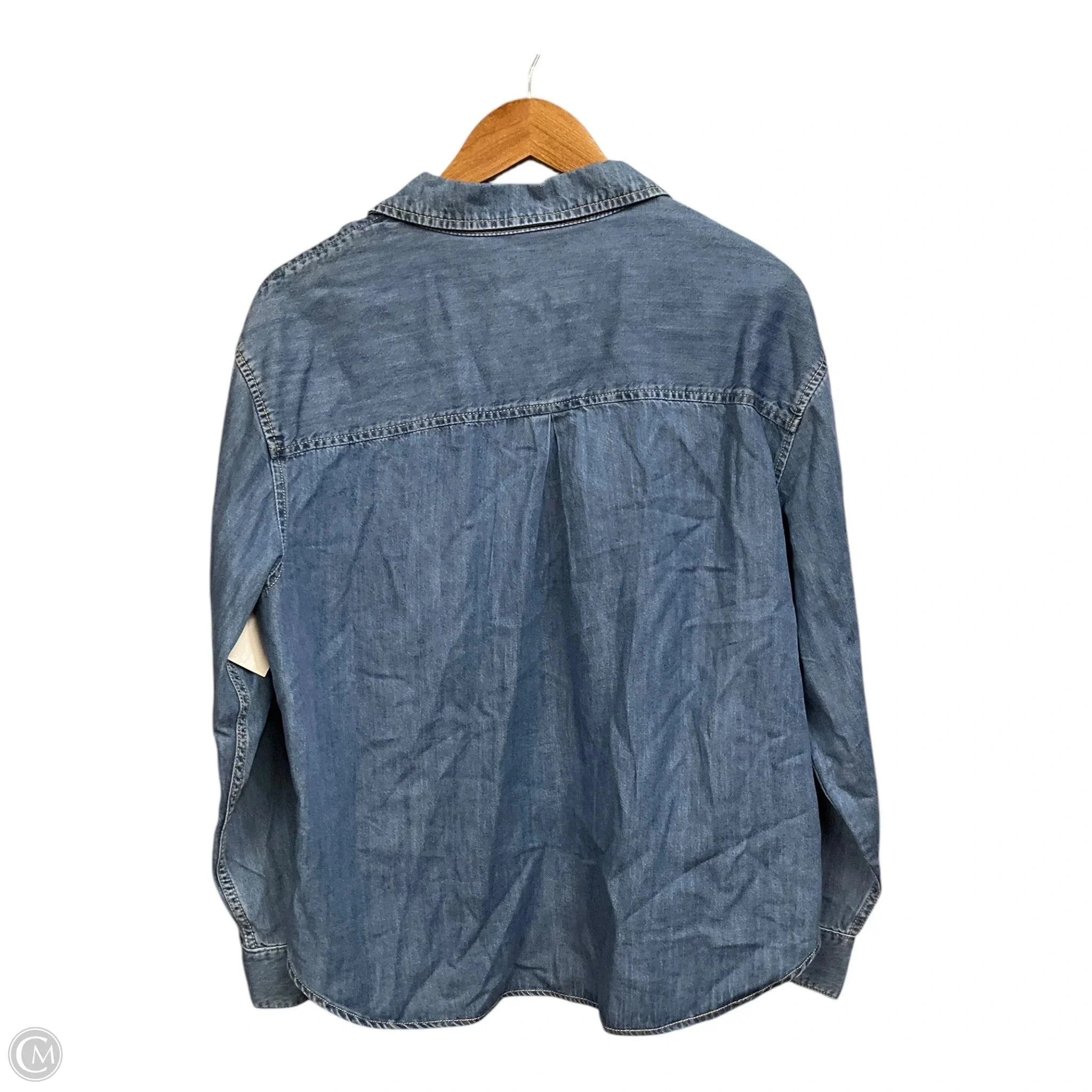 Blouse Long Sleeve By Maurices In Blue Denim, Size: L