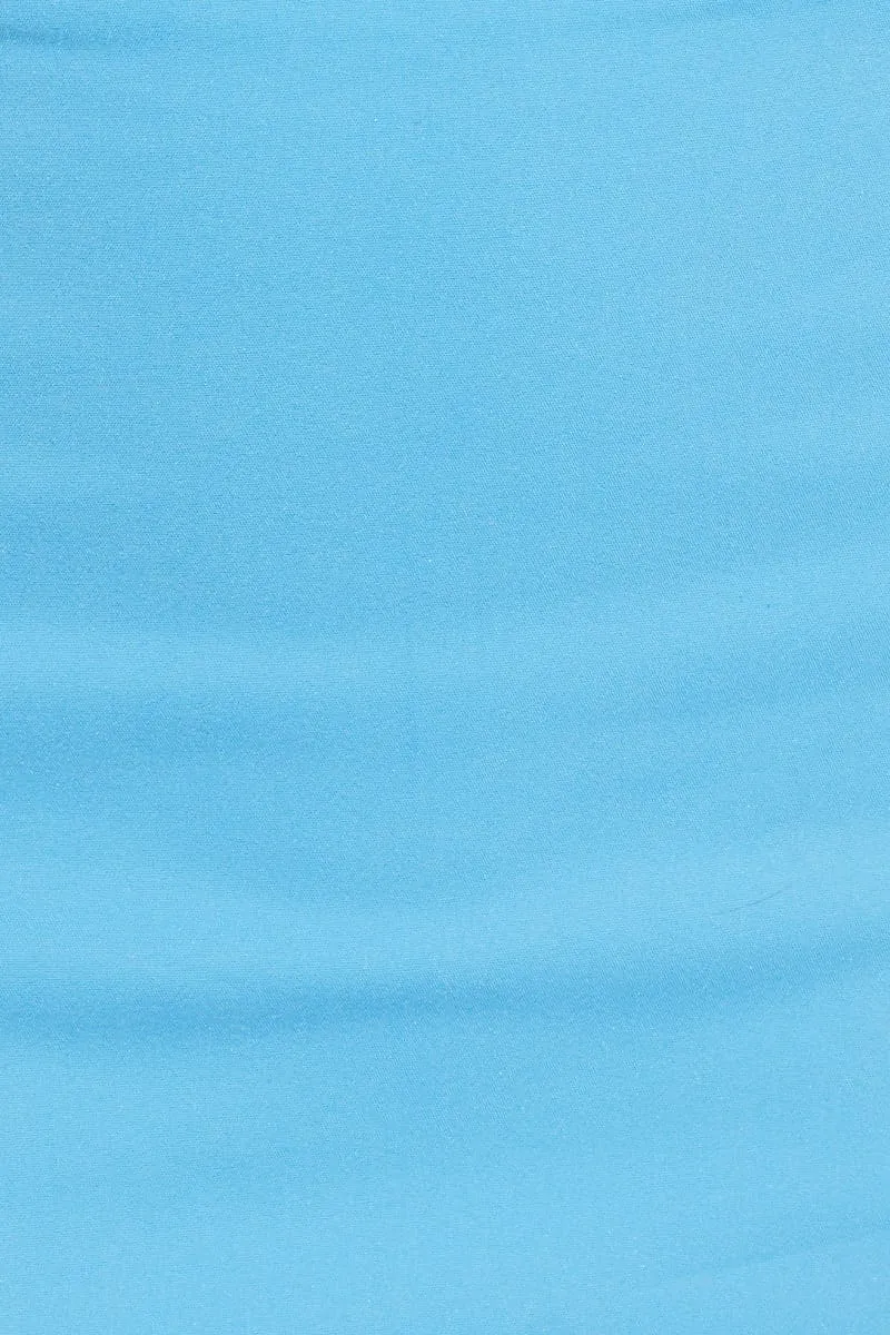 Blue Mini Skirt High Rise Front Split
