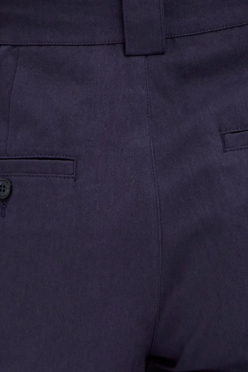 Blue Pant Straight Leg Turned Down Waist