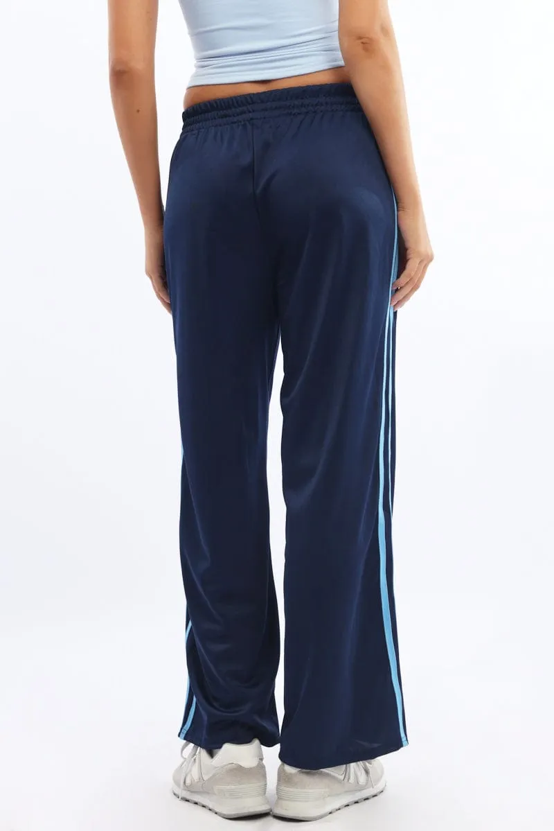 Blue Track Pants Side Stripe