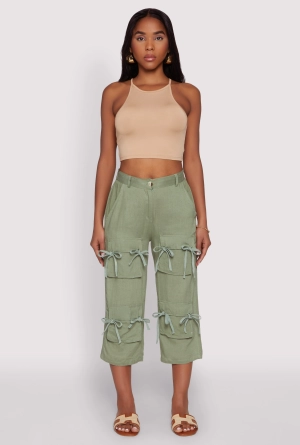 Bow Cargo Pocket Capri Pants