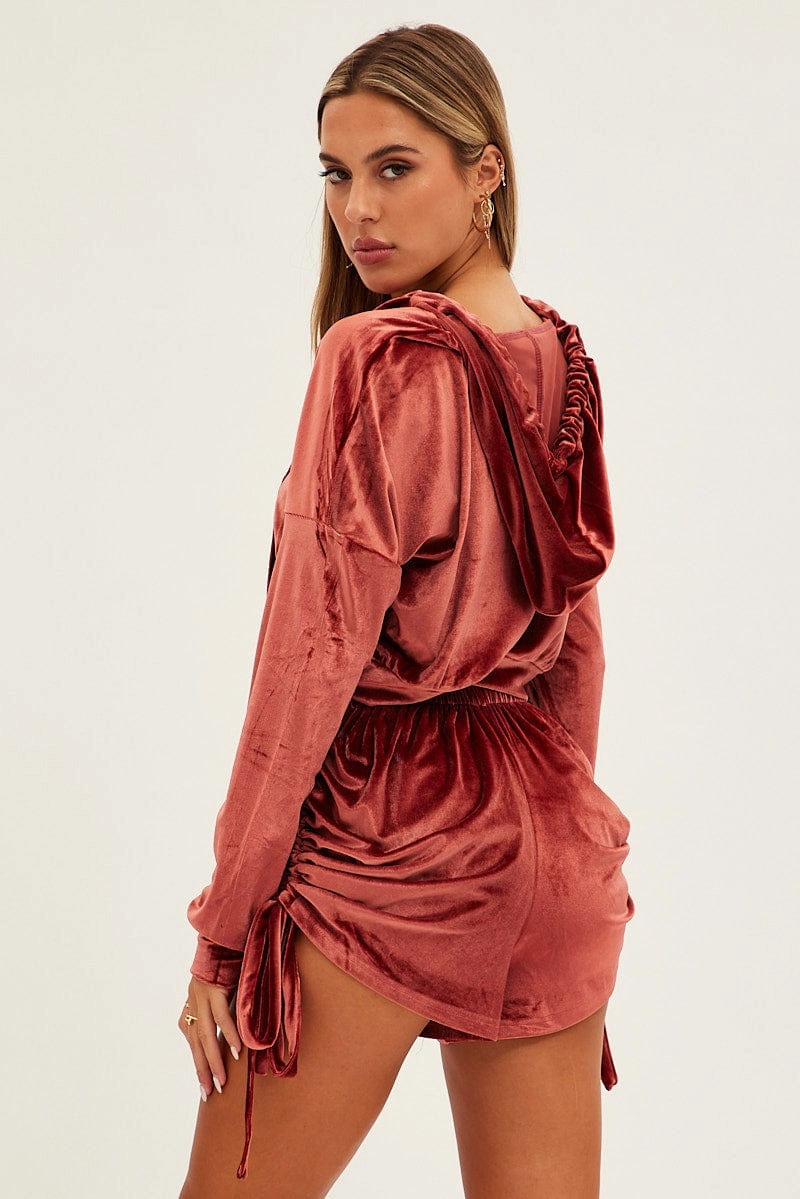 Brown Velvet Shorts