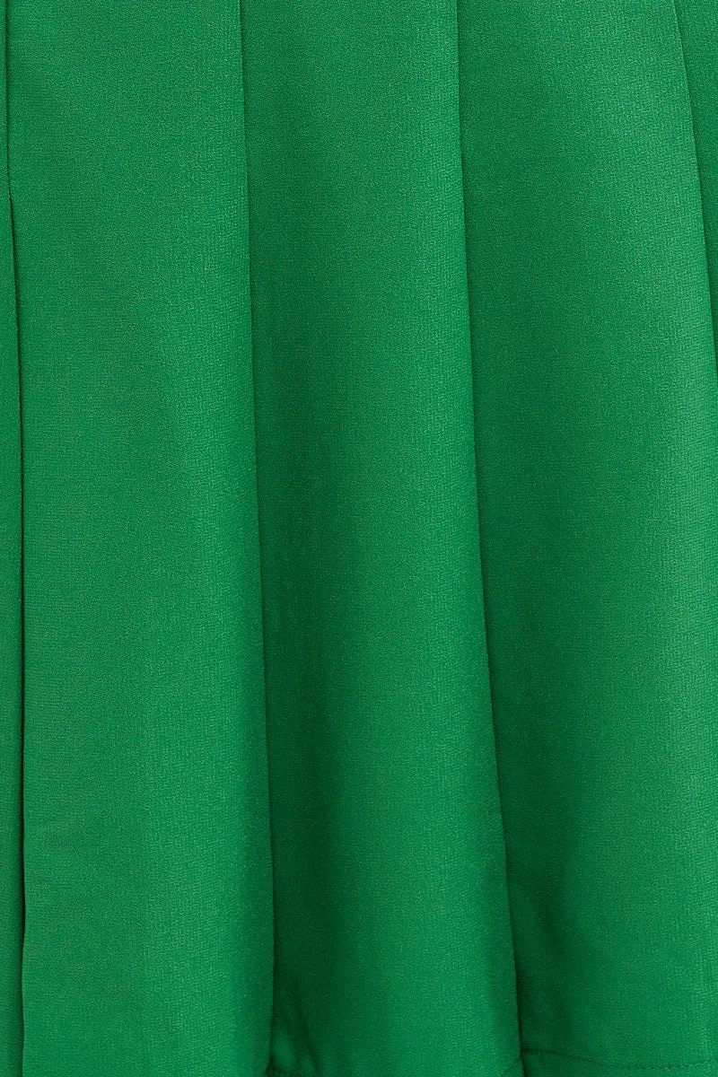 Green Mini Skirt Skater Pleated Tennis