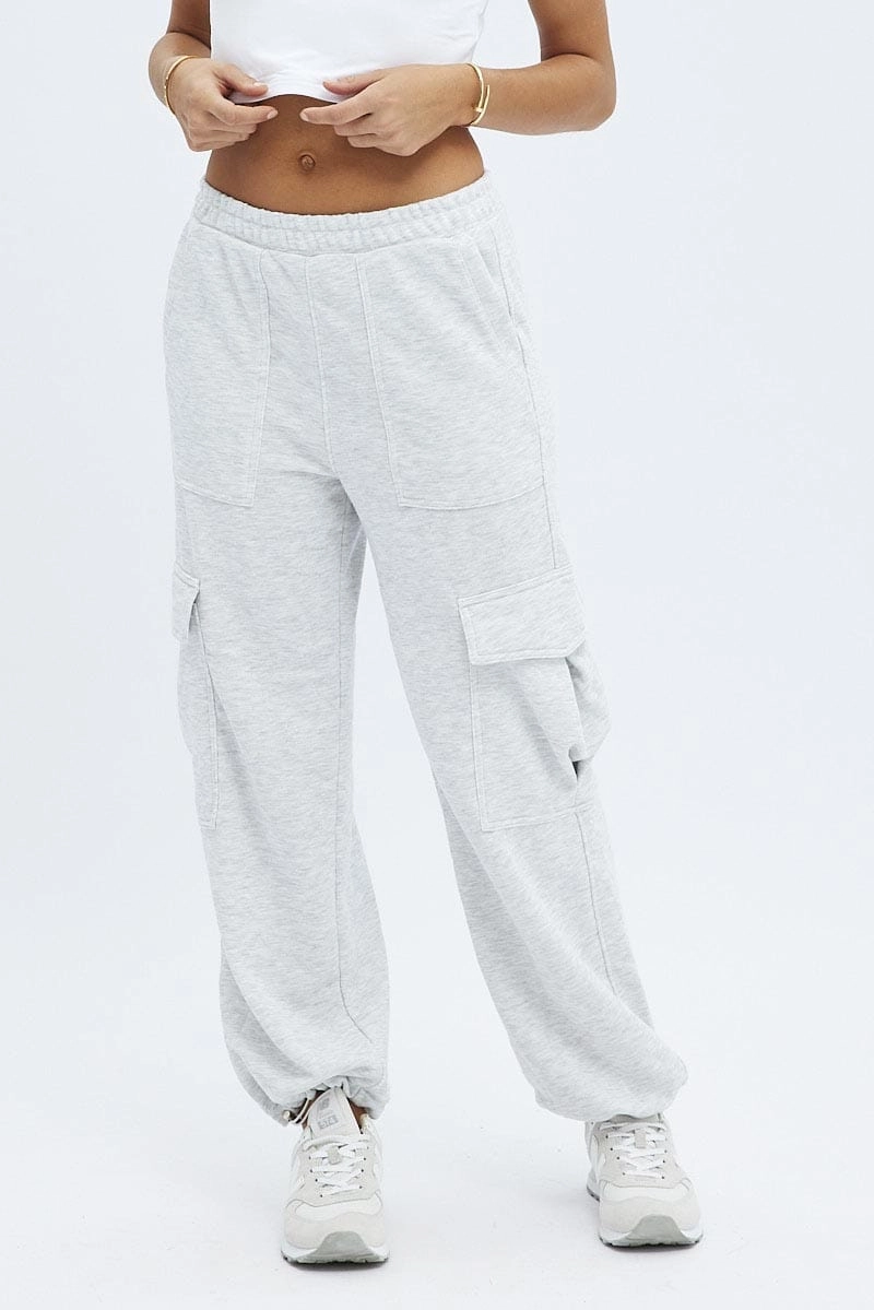 Grey Cargo Track Pants