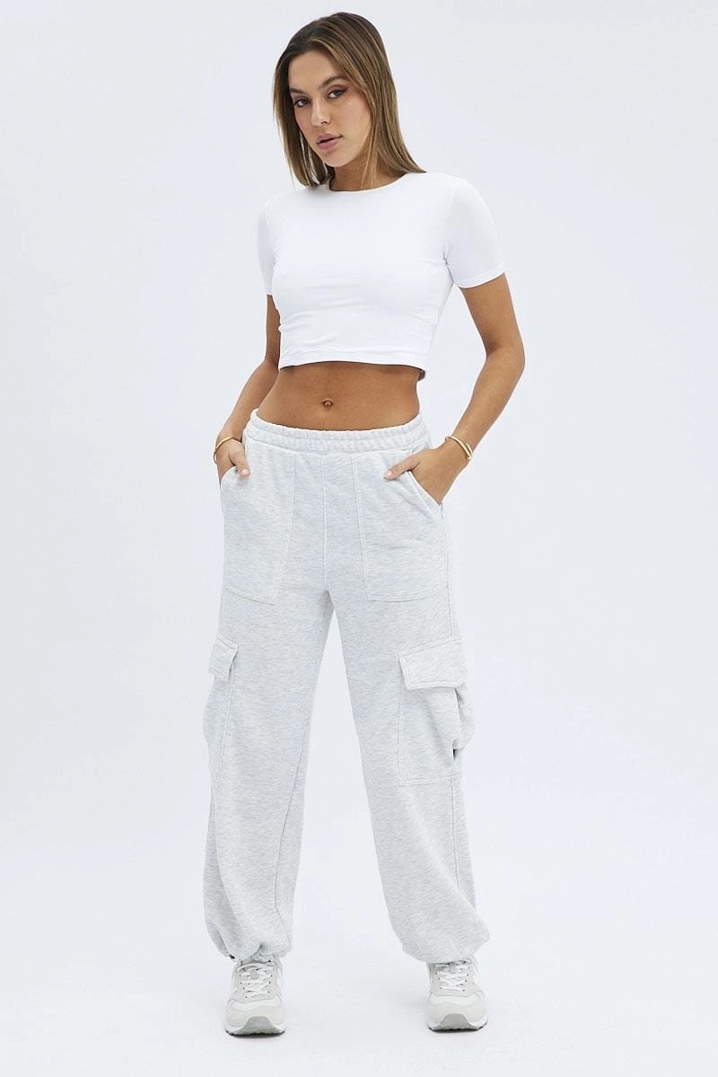 Grey Cargo Track Pants