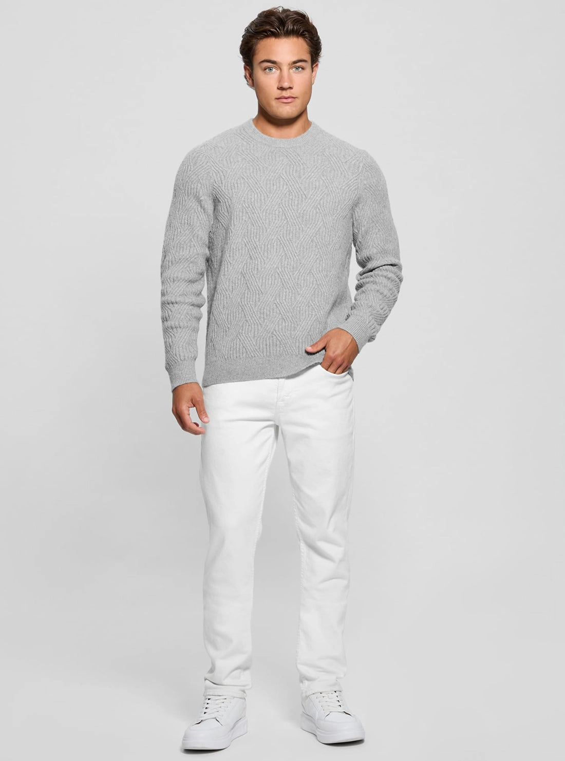 Grey Lattice Wesley Knit Jumper