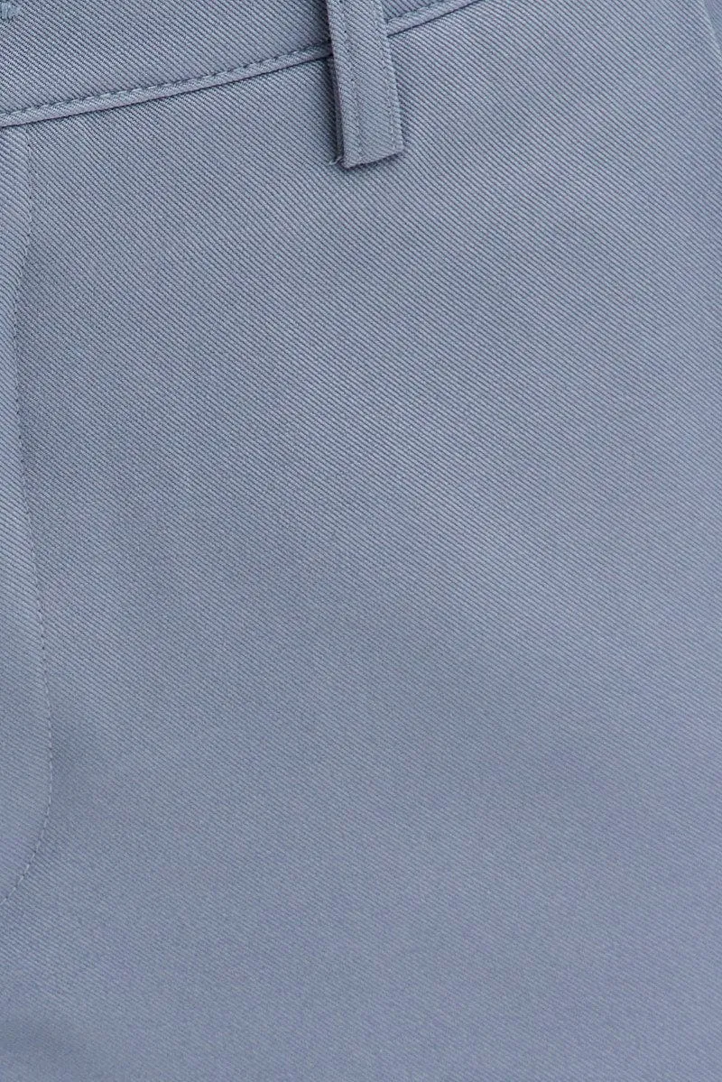 Grey Wide Leg Pants Cargo Pockets
