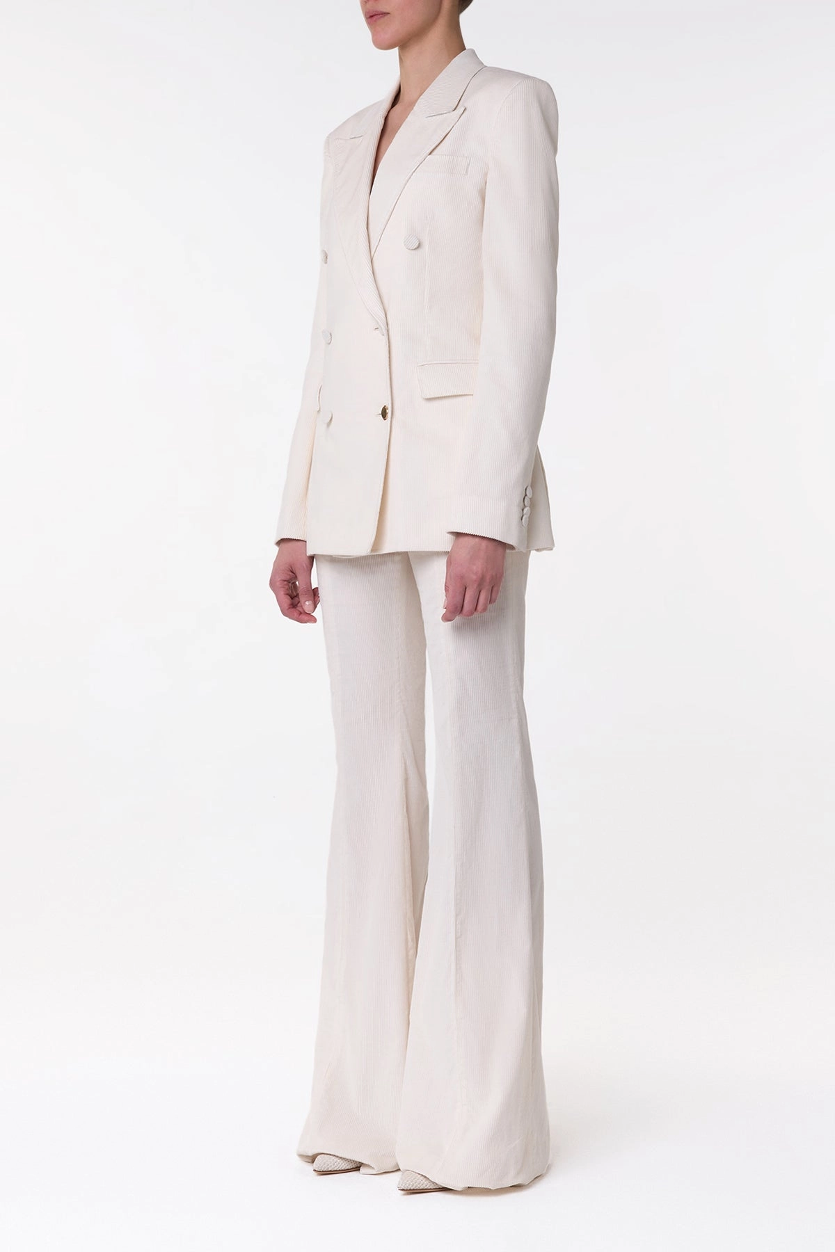 Ianthe Flare Pant in Ivory Sea Island Cotton Corduroy