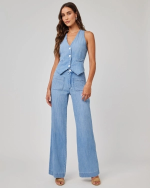 Lola Two Pocket Wide Leg - Sea Breeze Wash
