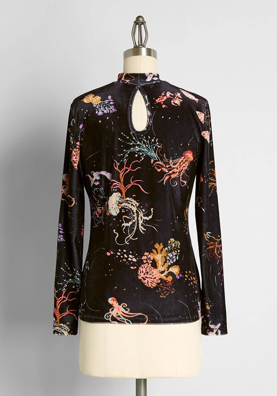 Lusting For The Limelight Velvet Mock Neck Top