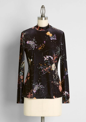 Lusting For The Limelight Velvet Mock Neck Top