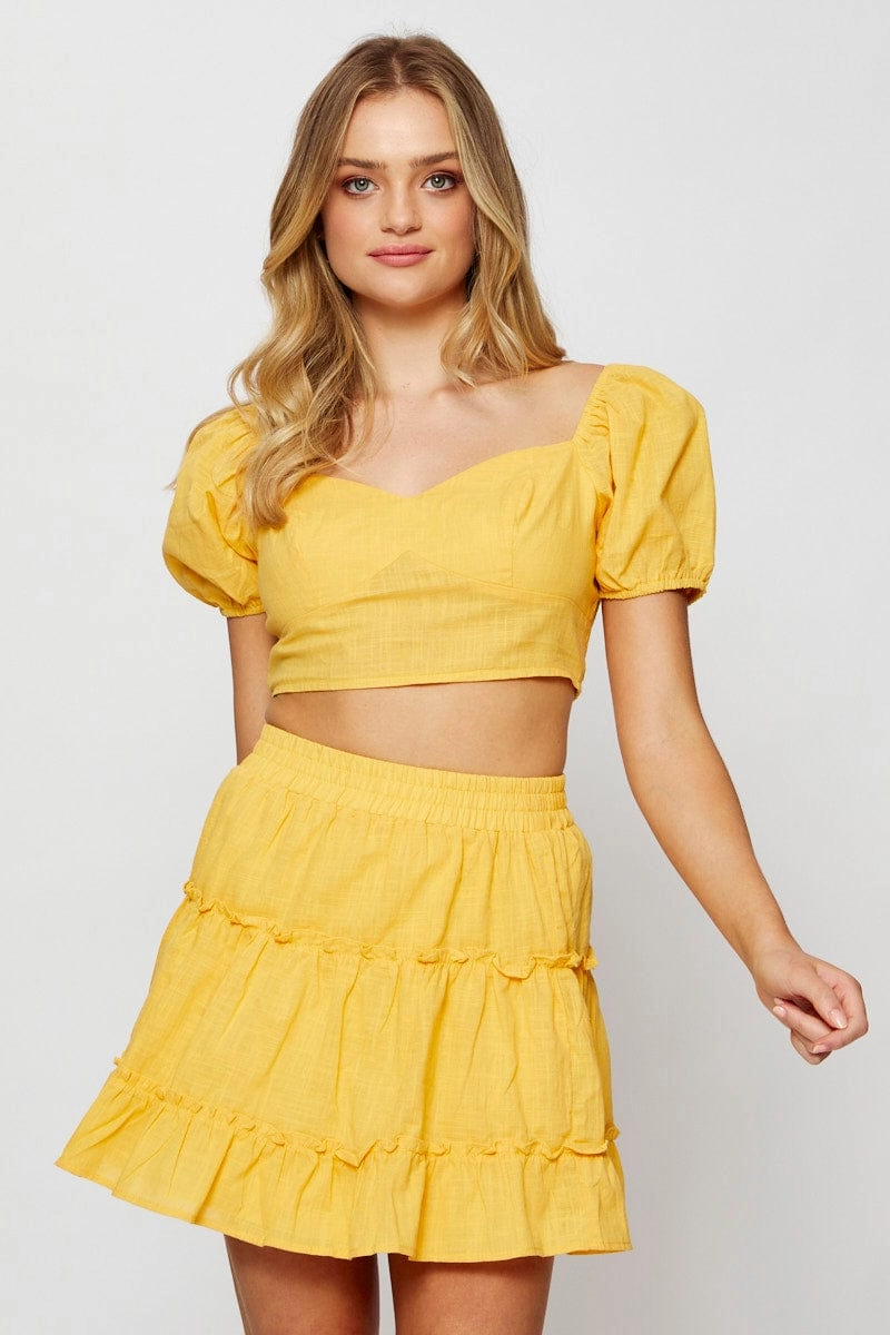 Orange Frill Short Skater Skirt
