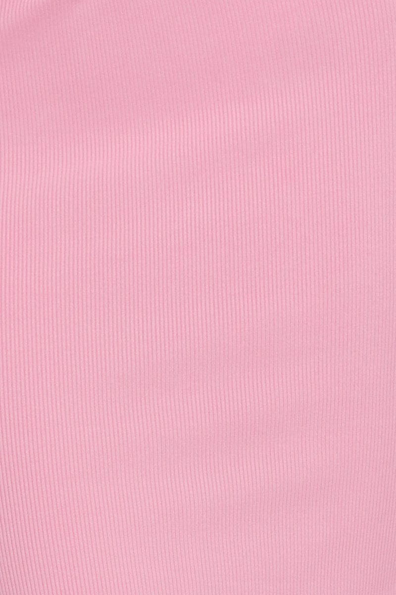 Pink Midi Skirt Rig Detailed Ribbed Jersey