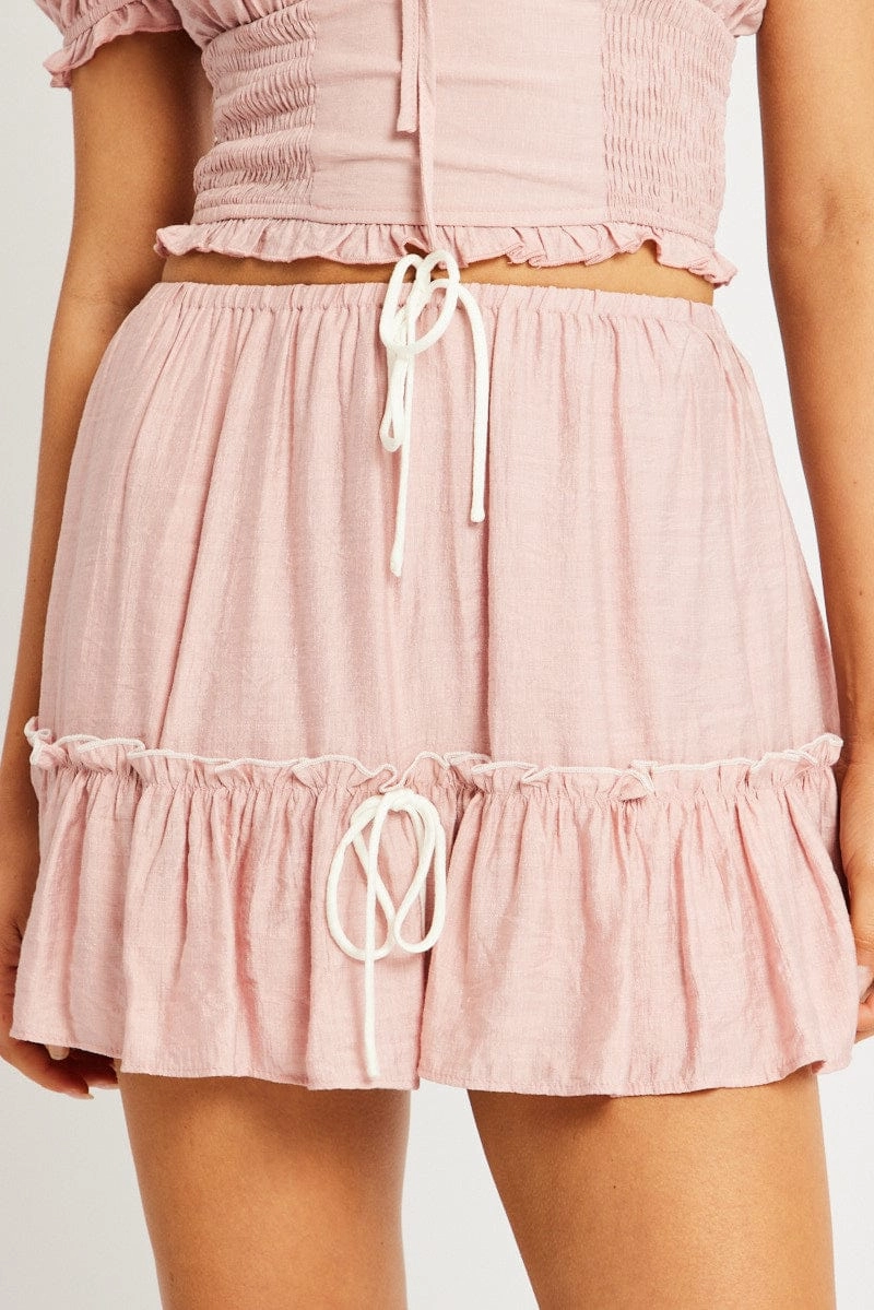 Pink Skater Skirt Tiered Mini