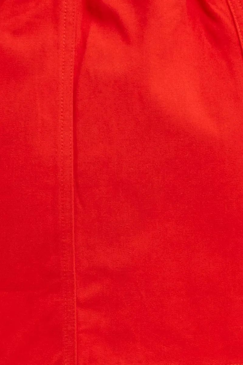 Red Mini Skirt Cargo Cotton Blend