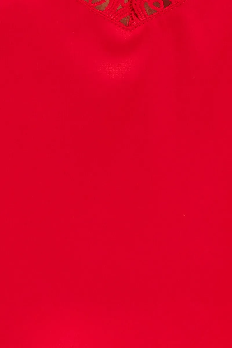 Red Pyjamas Set Sleeveless Cami Shorts Satin