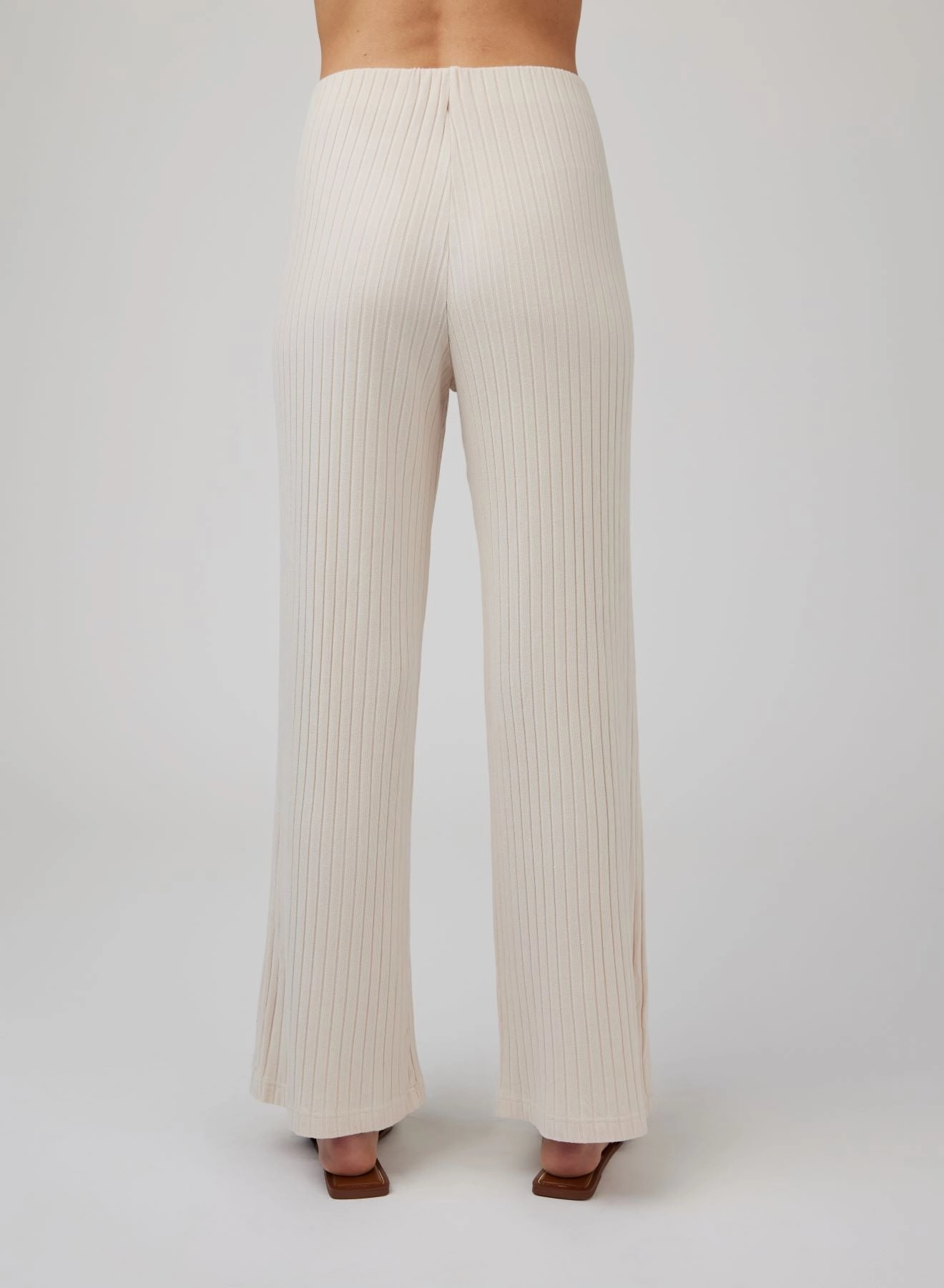 Ribbed Wide Leg Pant - Sand Shell