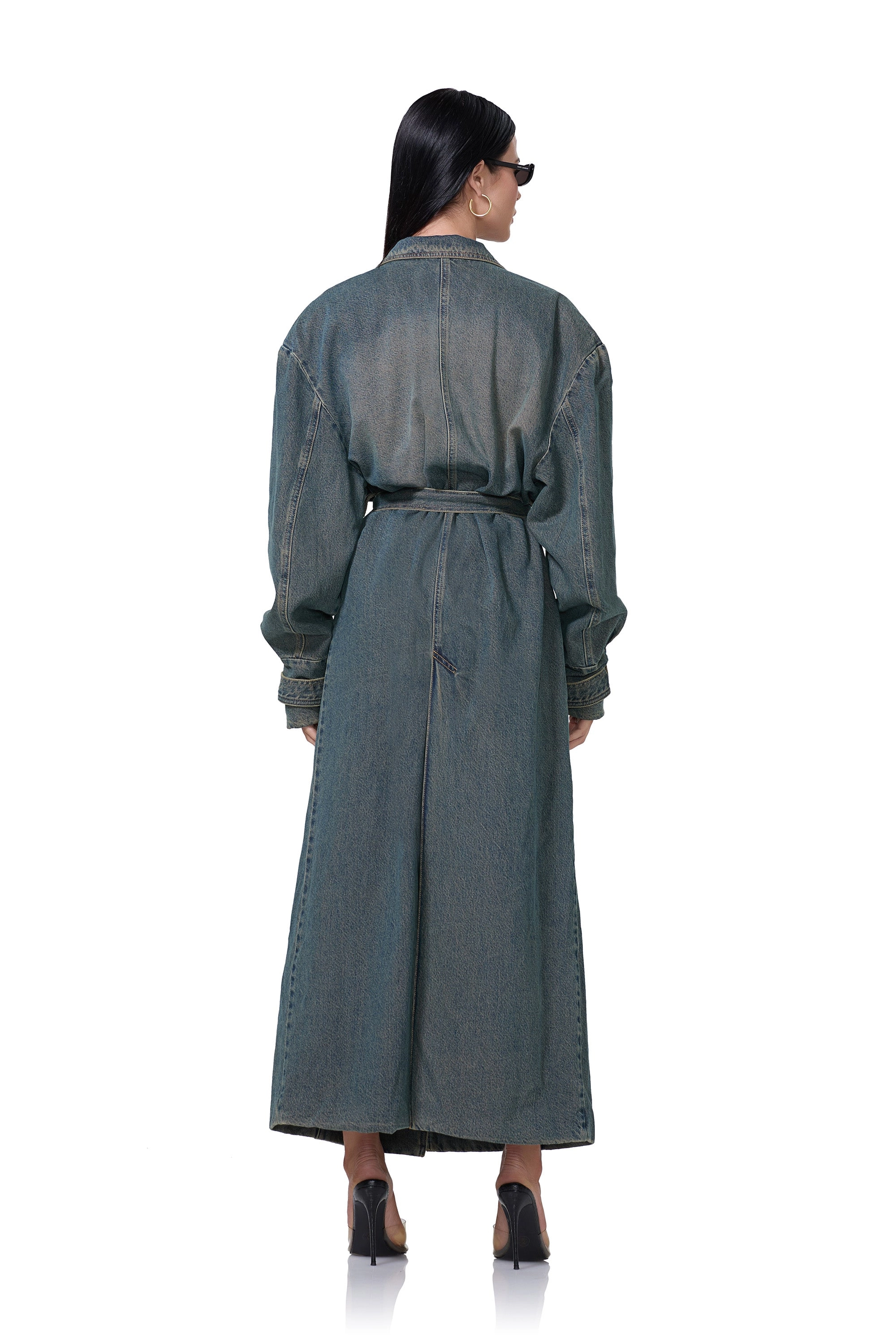 Saint Barrel Sleeve Trench Coat - Tinted Grunge Wash