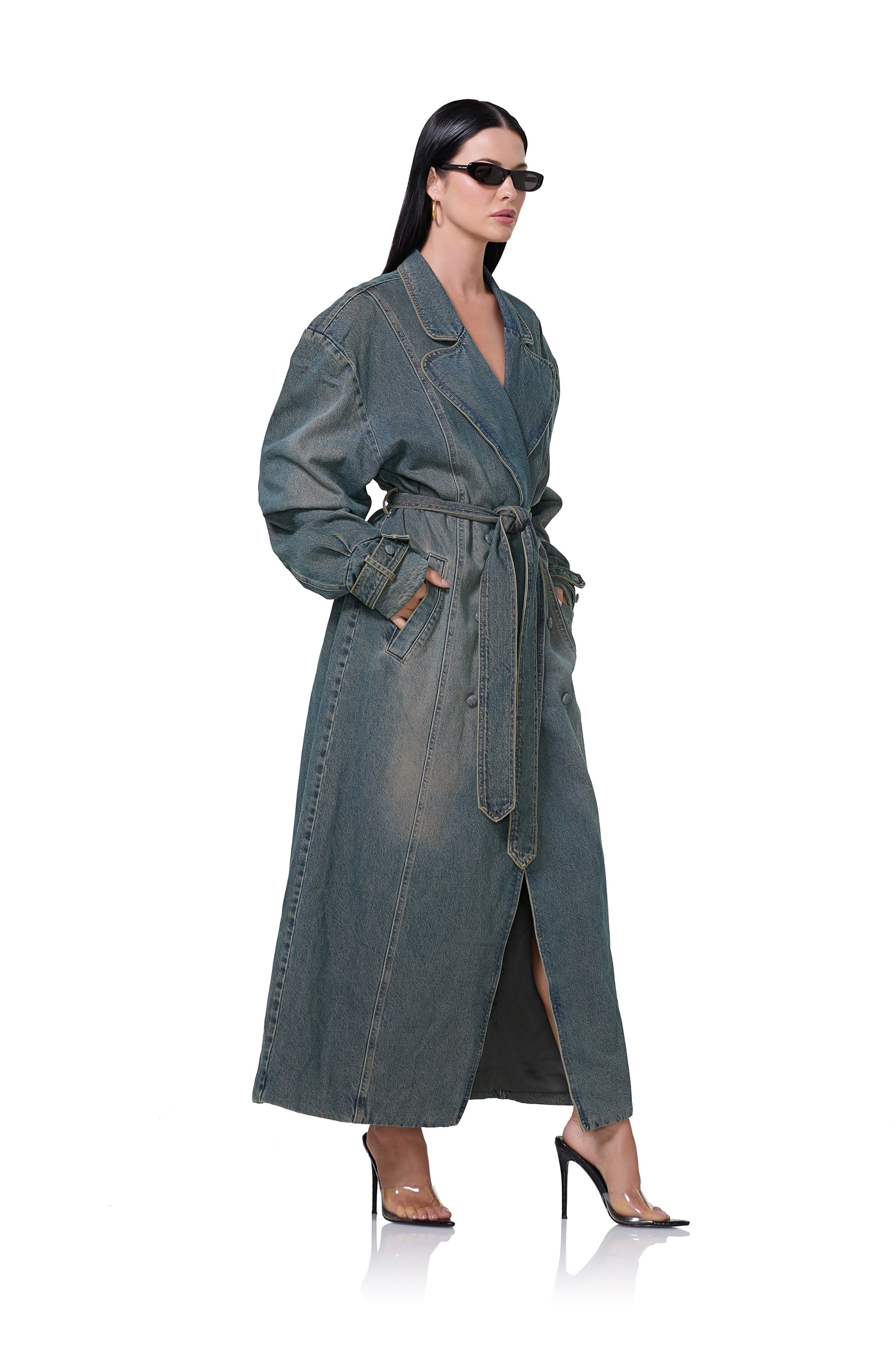 Saint Barrel Sleeve Trench Coat - Tinted Grunge Wash