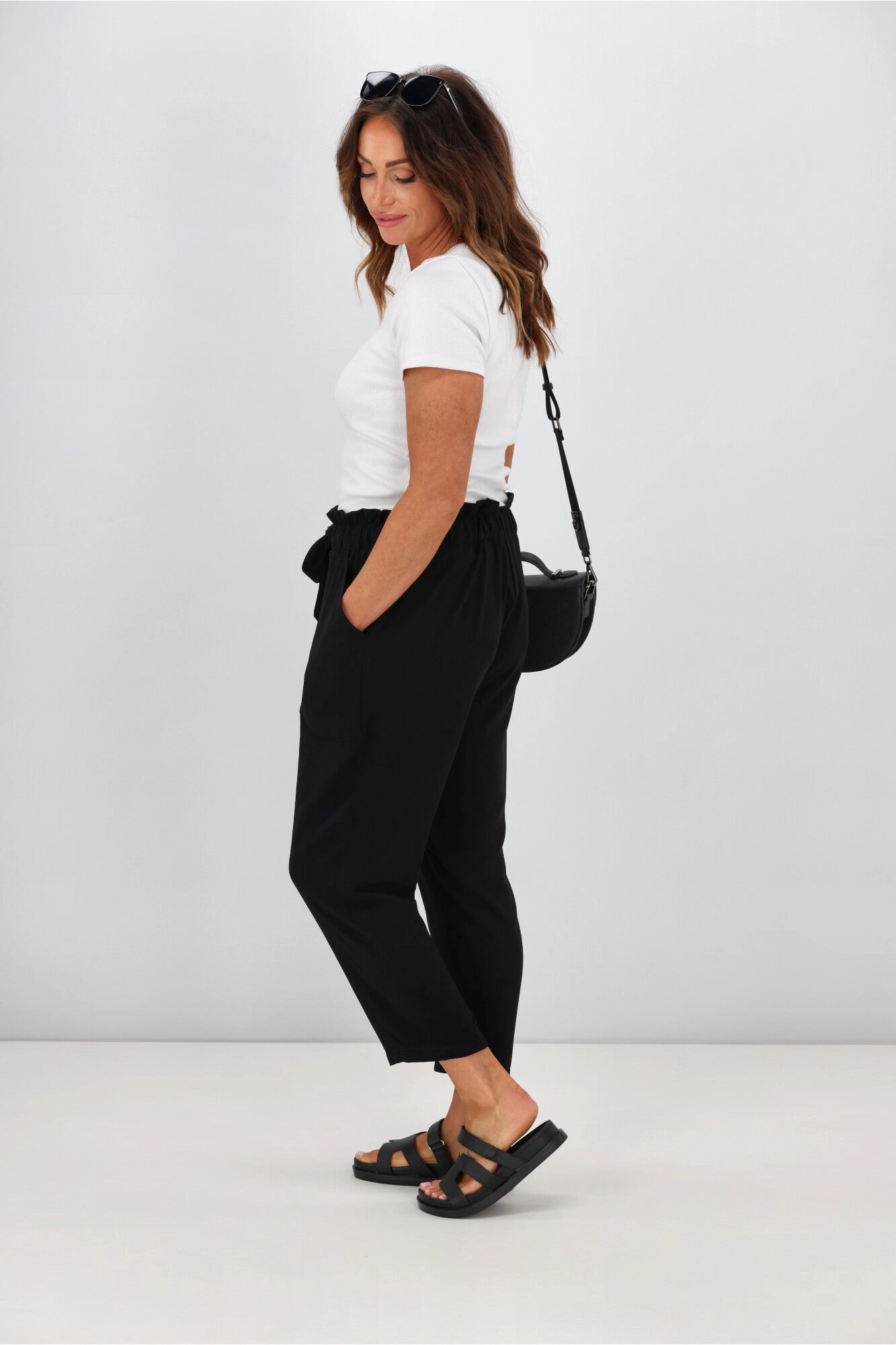 Shine On Label Geneva Tie Front Pant Black