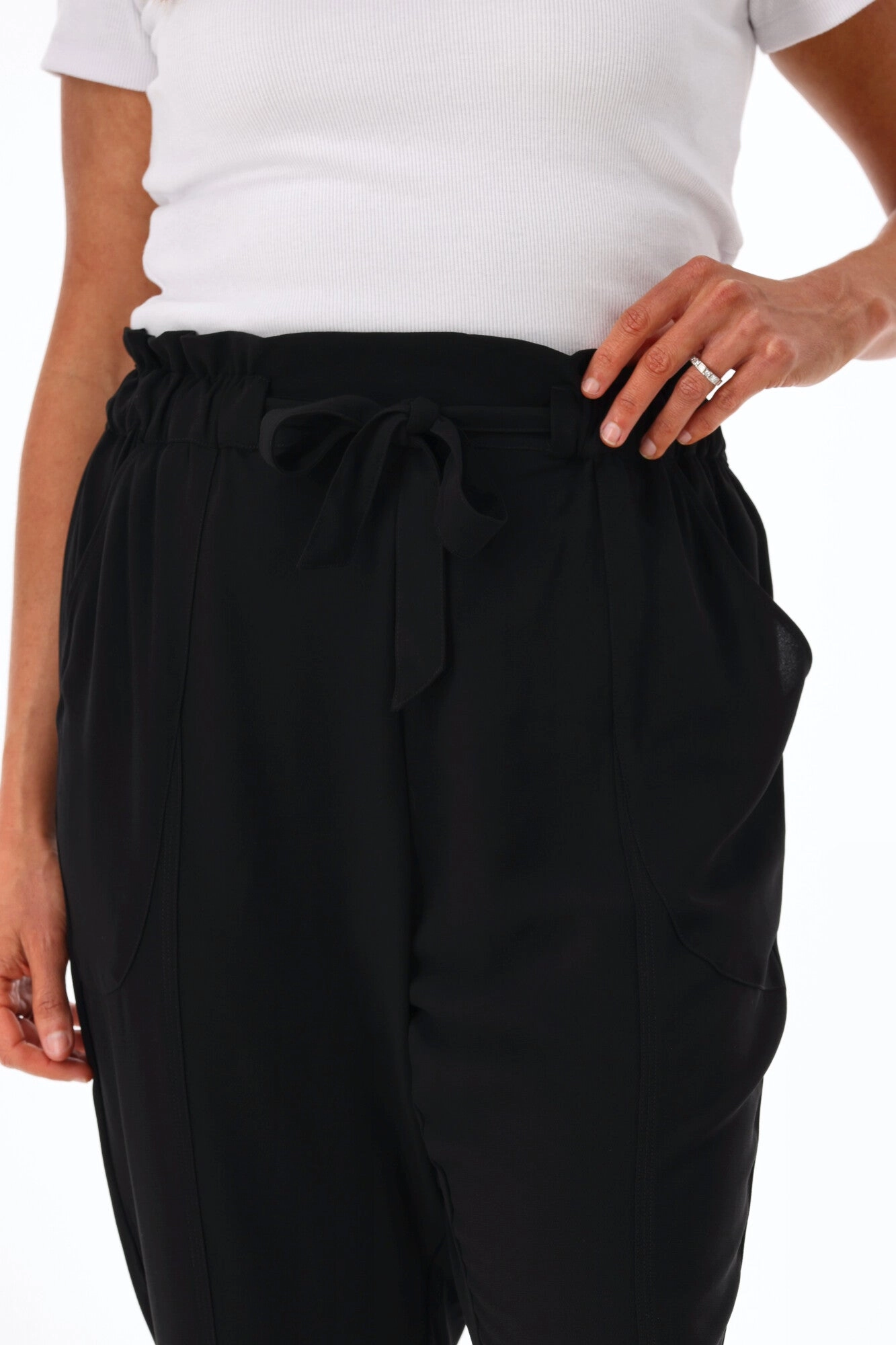 Shine On Label Geneva Tie Front Pant Black