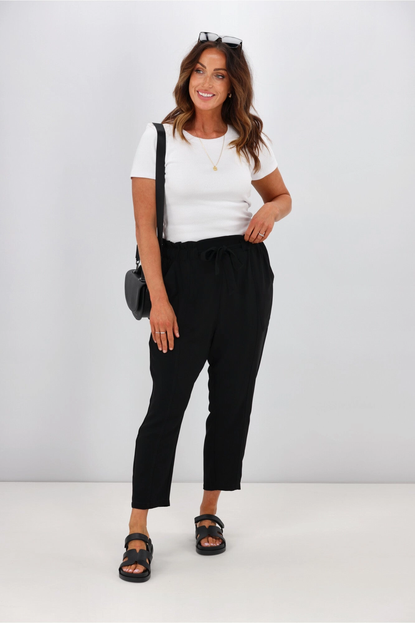 Shine On Label Geneva Tie Front Pant Black