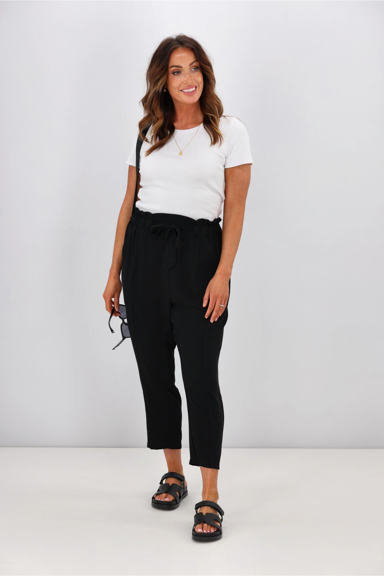 Shine On Label Geneva Tie Front Pant Black