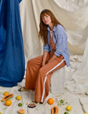 Sundry Wide Leg Pant in Vintage Rust