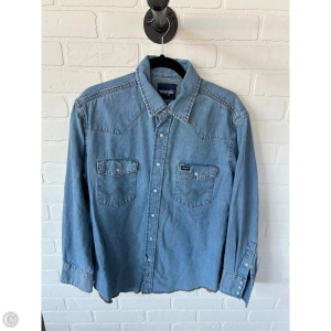 Top Long Sleeve By Wrangler In Blue Denim, Size: L