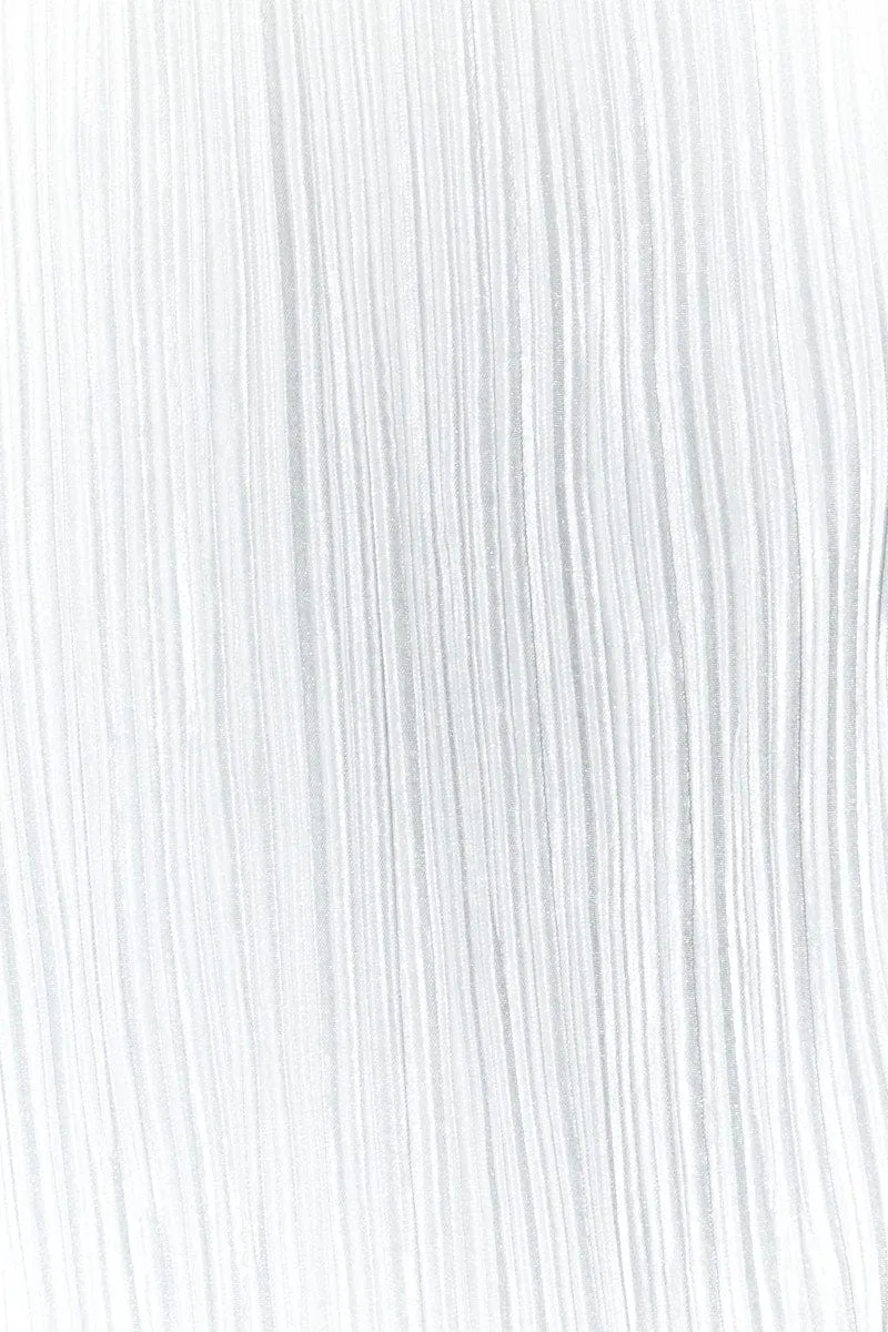 White Plisse Skirt Maxi High Rise