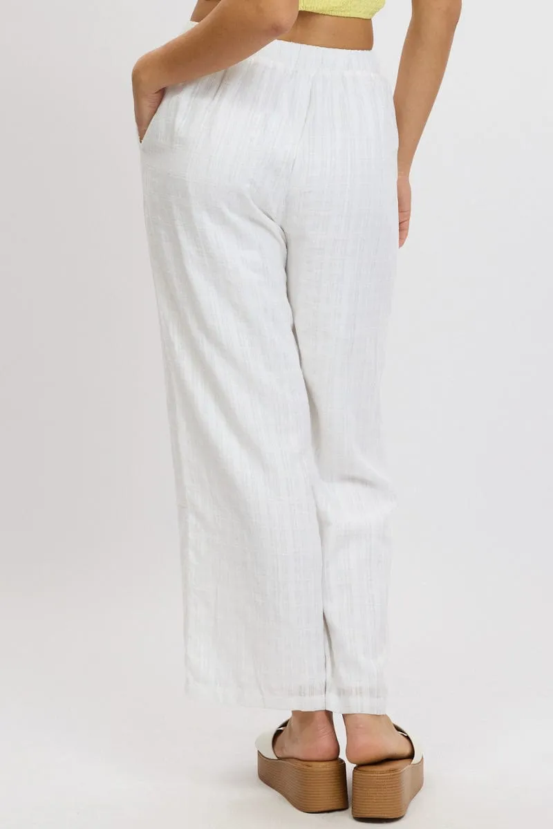 White Wide Leg Pants Elasticated Waist