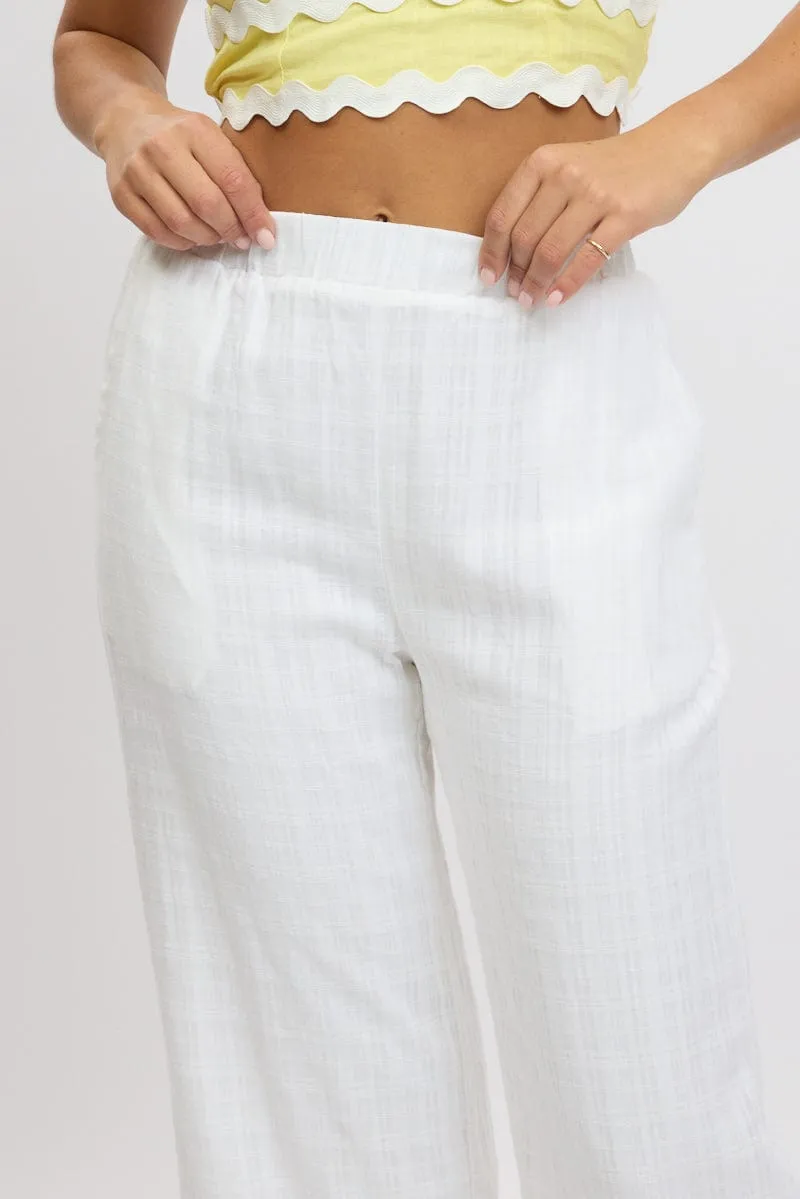 White Wide Leg Pants Elasticated Waist