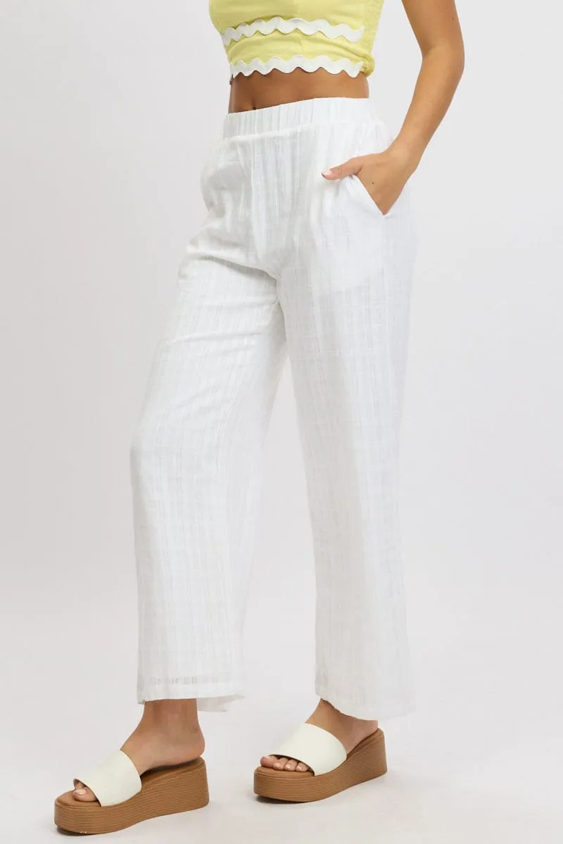 White Wide Leg Pants Elasticated Waist