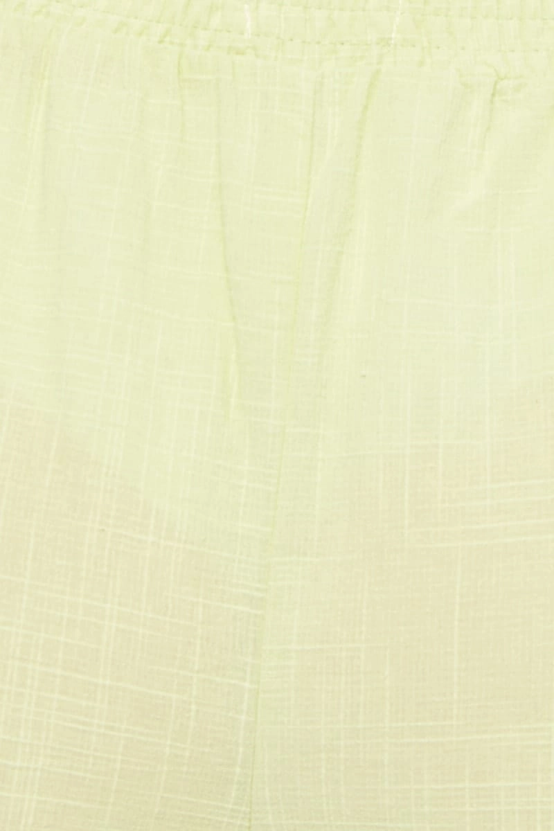 Yellow Linen Blend Elastic Side Slit Wide Leg Pants