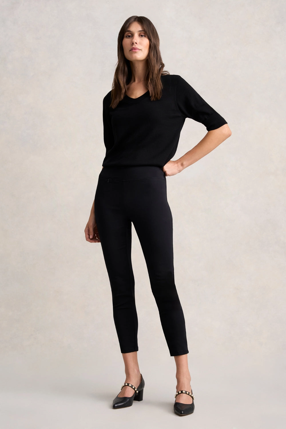 Zip Detail 7/8th Pant - Jet Black