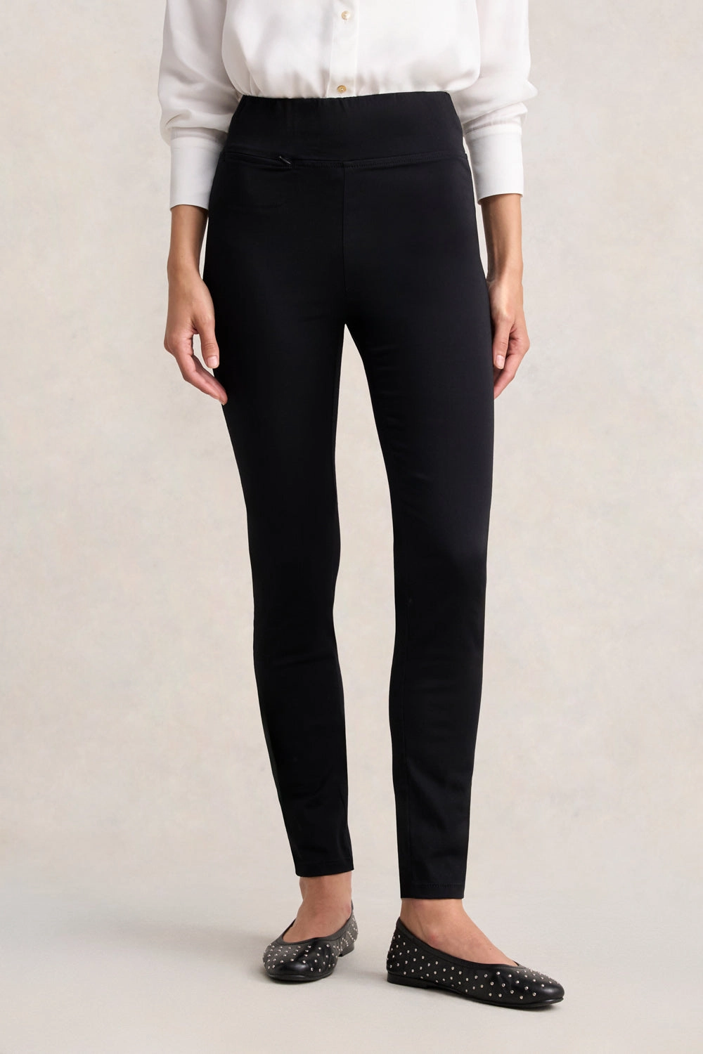 Zip Detail Slim Leg Pant - Jet Black